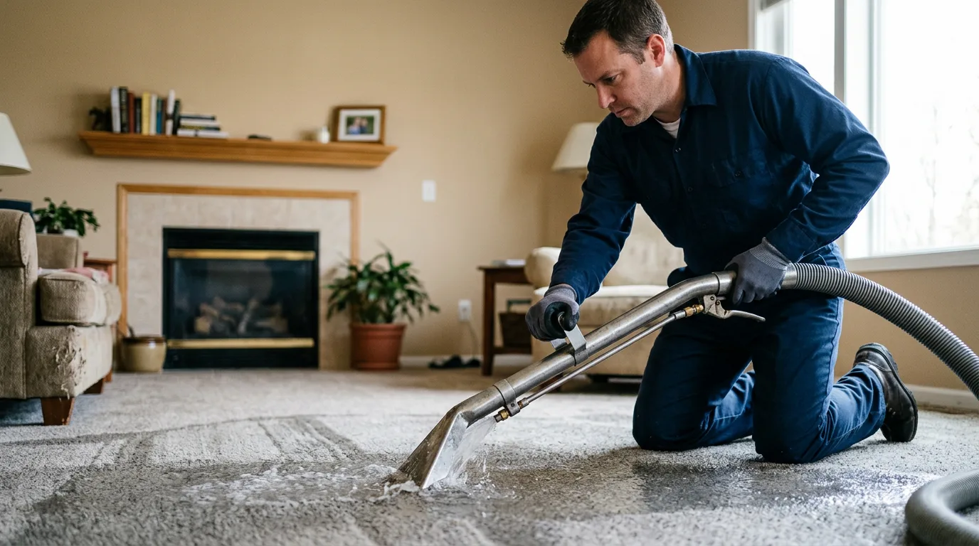 Water damage restoration technician working near Pledger, TX